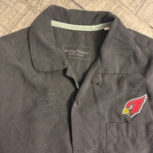 Tommy Bahama Black Silk Embroidered Arizona Cardinals Button Up Shirt Size Small